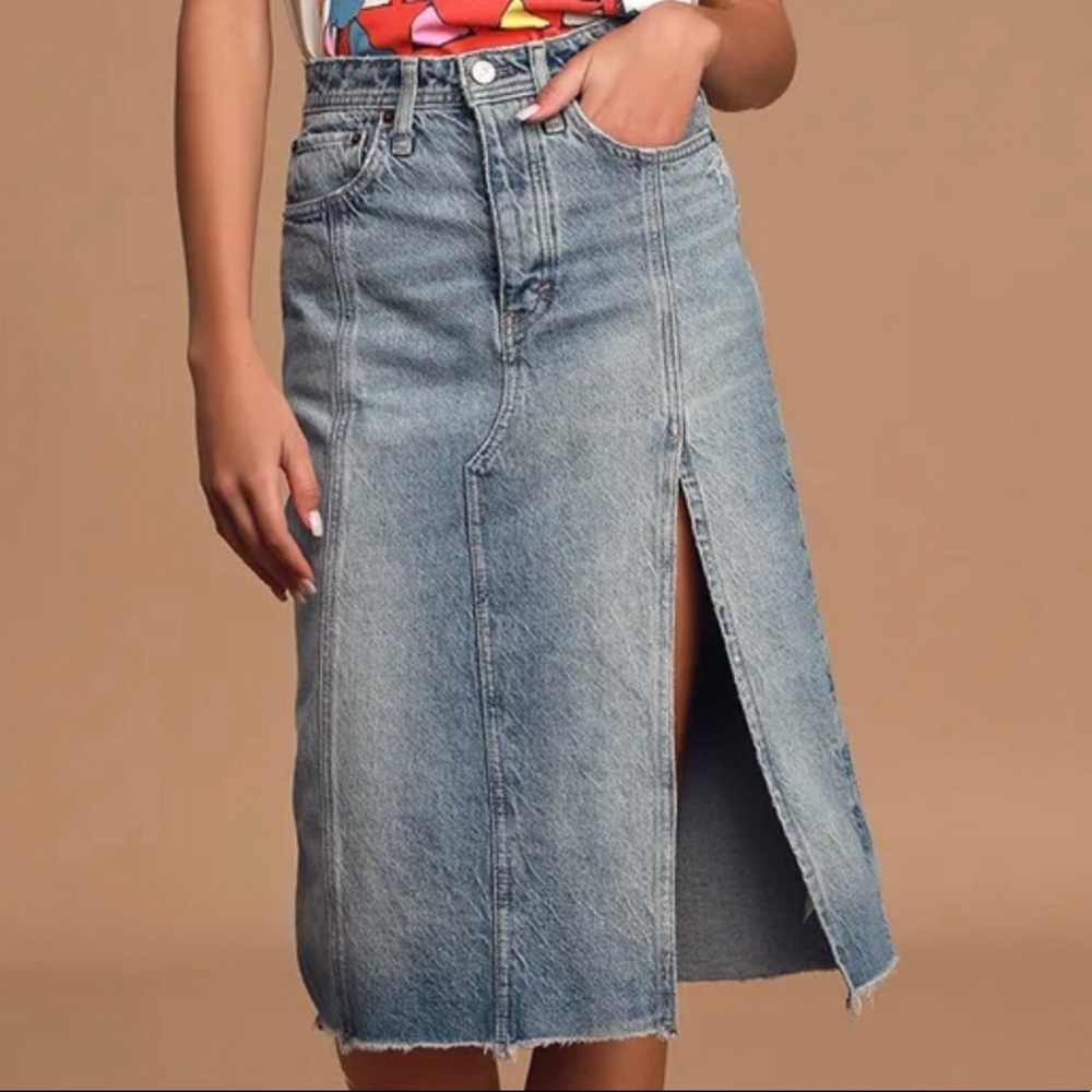 NWT Free People Mambo Light Wash Denim Midi S 25